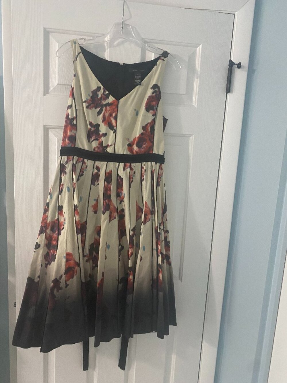 Marc Jacobs Fit and Flair Floral Print Ombre Midi Dress